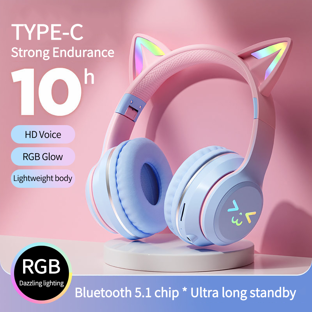 Outdoor Sport Activities For Kids - Headphone nirkabel RGB, Earphone Bluetooth telinga